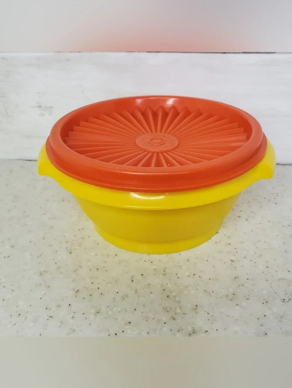 Tupperware Small #1323 Servalier Storage Container With Lid Harvest Yellow & Ora